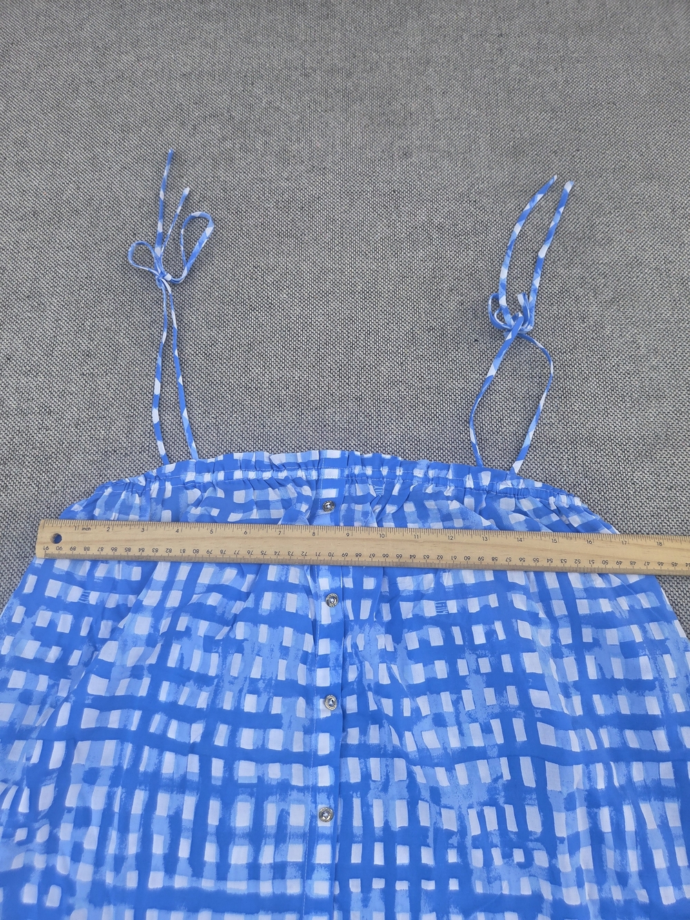 Lilly Pulitzer Blue White Check Print Tie Strap Cami Tank Top Size L - Picture 11 of 12